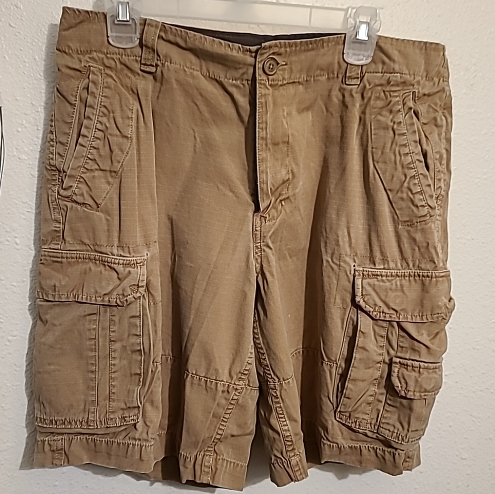 Faded Glory Men's Cargo Pocket Shorts Khaki Tan Size 34